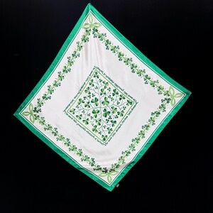 Vintage Square Scarf Ireland Shamrocks Cream and Green Clover Luck of the Irish